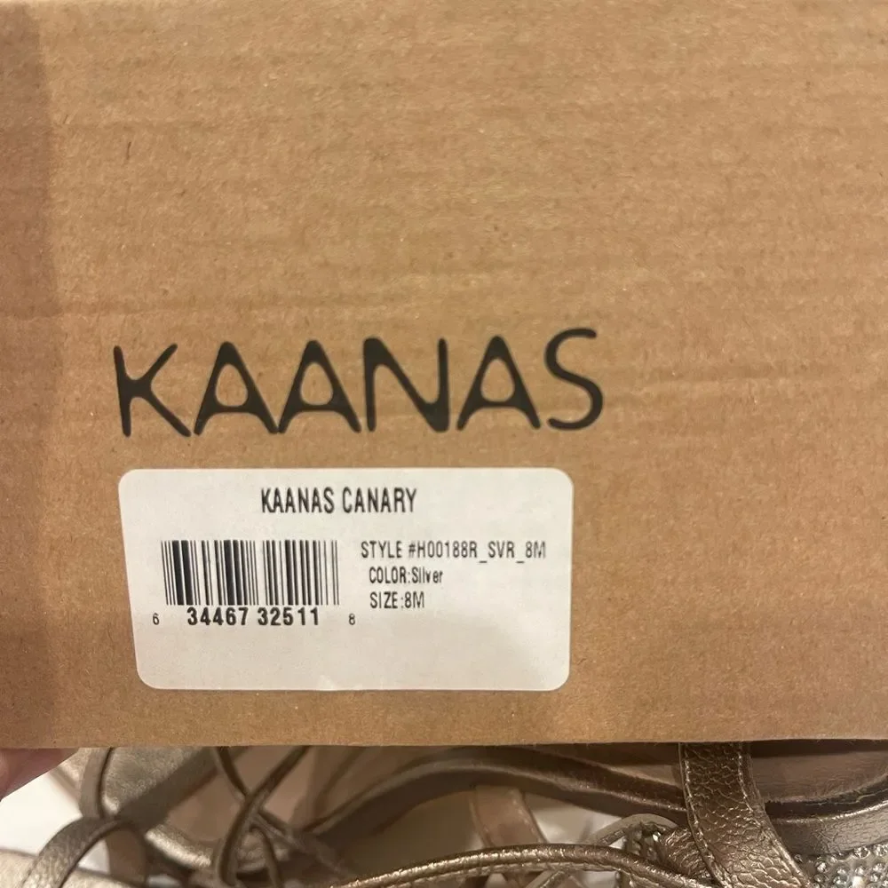 Kaanas Canary Block heel Silver Sandal Size 8 New in box - Picture 6 of 7